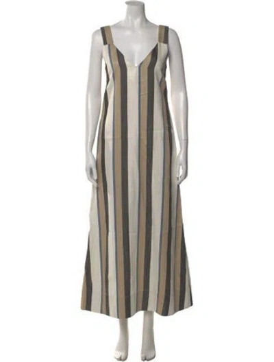 Pre-owned Co Linen Long Dress In Neutral