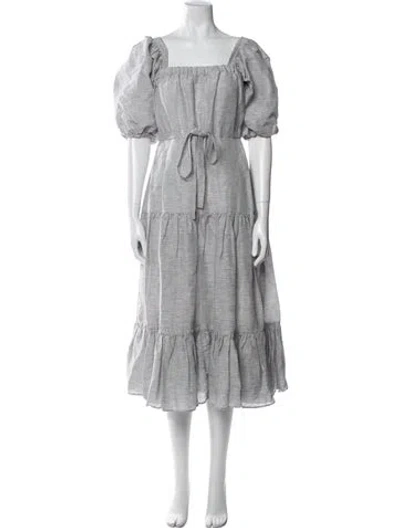 Pre-owned Co Linen Long Dress In White