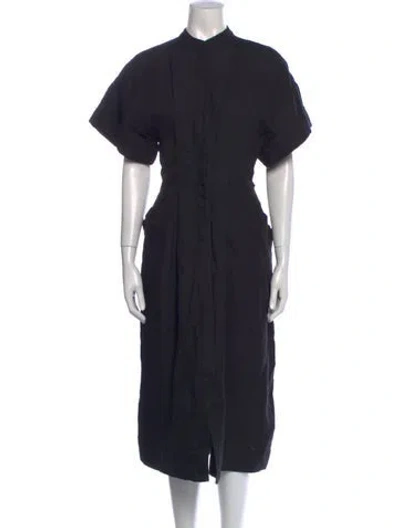 Pre-owned Co Linen Midi Length Dress In Black