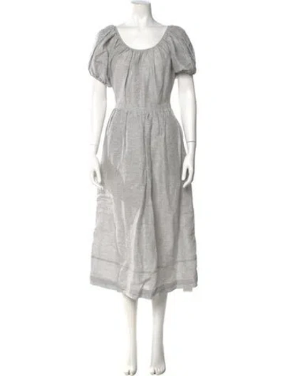 Pre-owned Co Linen Midi Length Dress In Black