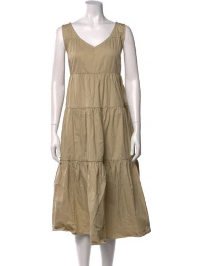 Pre-owned Co Linen Midi Length Dress In Neutrals
