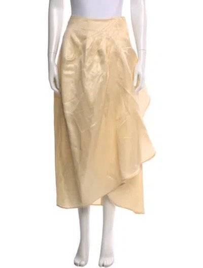 Pre-owned Co Linen Midi Length Skirt In Yellow