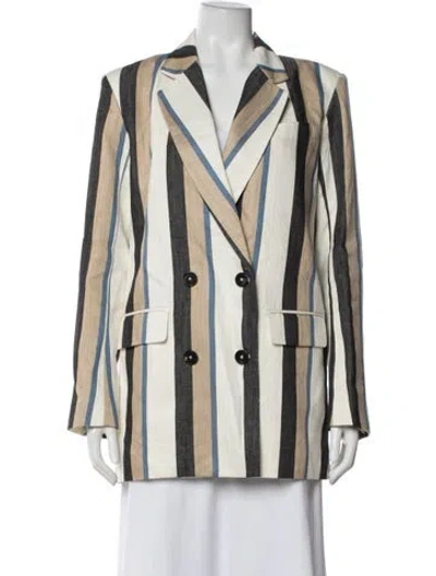 Pre-owned Co Linen Striped Blazer In Neutrals