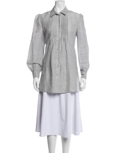 Pre-owned Co Linen Striped Tunic In Grey