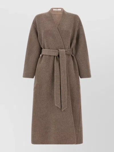 Co Long Belted Wrap At Side Pockets In Neutral