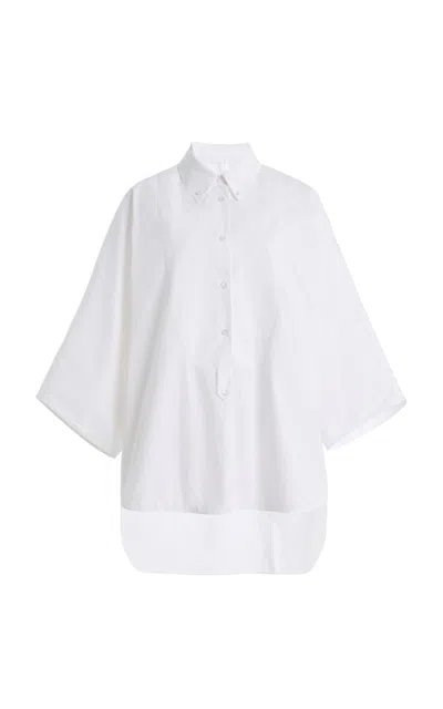 Co Long Tton Poplin Tunic Top In White