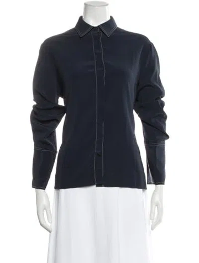 Pre-owned Co Long Sleeve Blouse In Blue