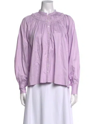 Pre-owned Co Long Sleeve Blouse In Purple