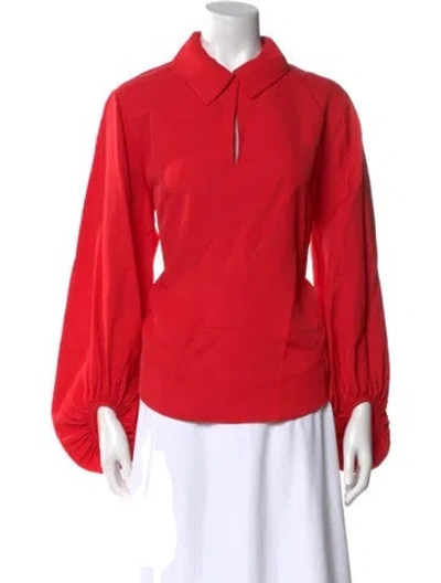 Pre-owned Co Long Sleeve Blouse In Red