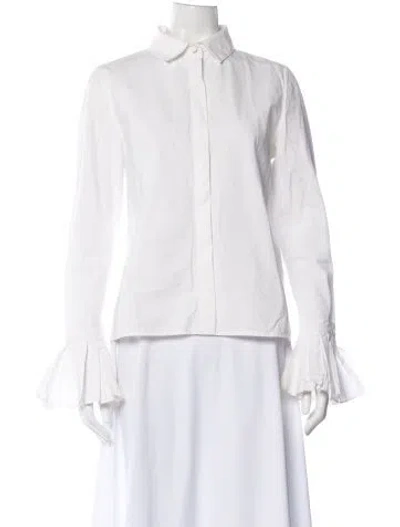 Pre-owned Co Long Sleeve Blouse In White