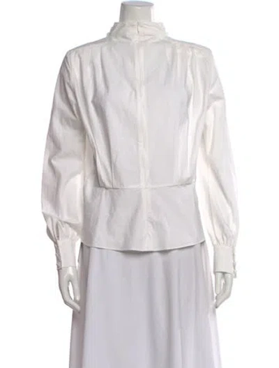 Pre-owned Co Long Sleeve Blouse In White