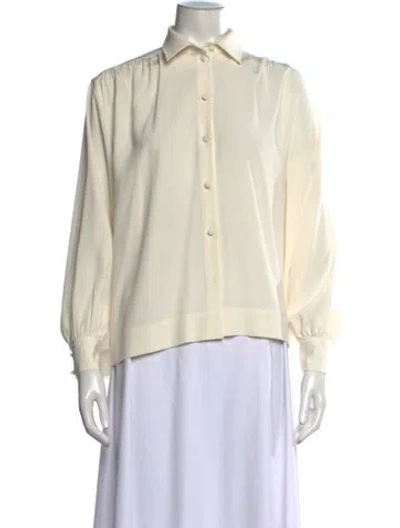 Pre-owned Co Long Sleeve Blouse In White