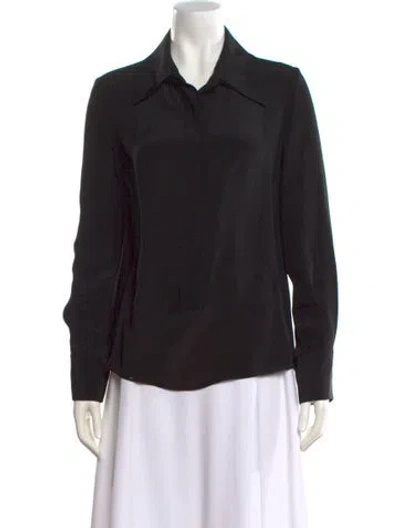 Pre-owned Co Long Sleeve Button-up Top In Black