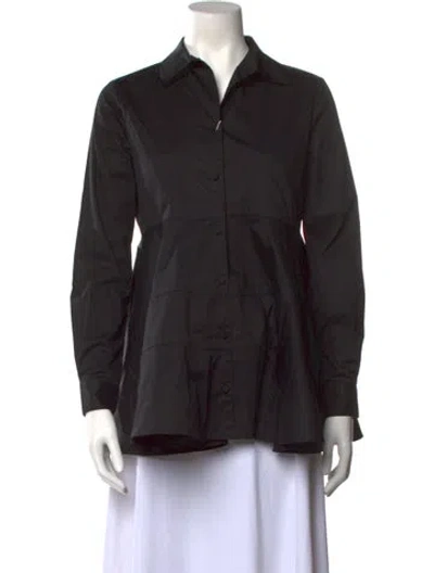 Pre-owned Co Long Sleeve Button-up Top In Black