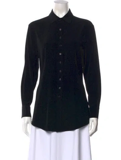 Pre-owned Co Long Sleeve Button-up Top In Black