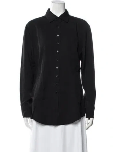 Pre-owned Co Long Sleeve Button-up Top In Black