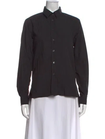 Pre-owned Co Long Sleeve Button-up Top In Black