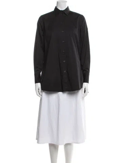 Pre-owned Co Long Sleeve Button-up Top In Black