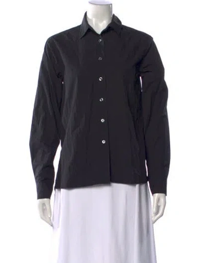 Pre-owned Co Long Sleeve Button-up Top In Black