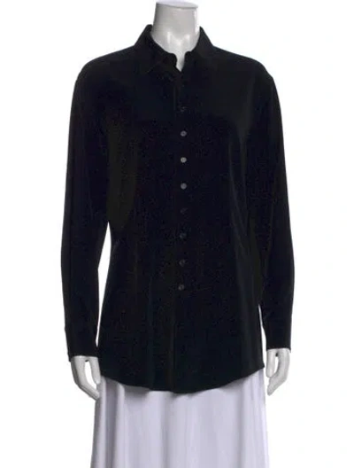 Pre-owned Co Long Sleeve Button-up Top In Black