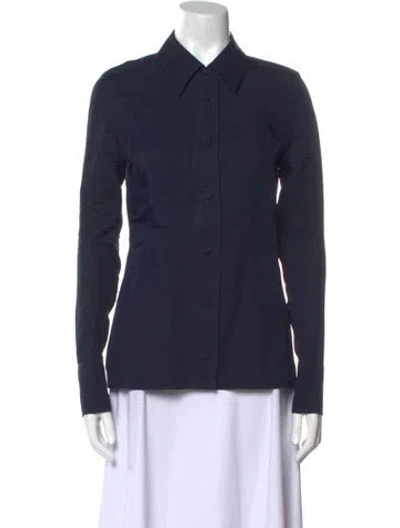 Pre-owned Co Long Sleeve Button-up Top In Blue