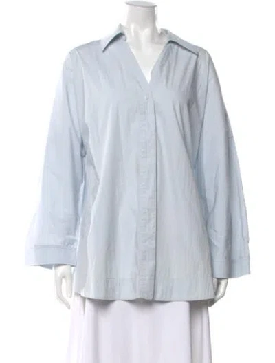 Pre-owned Co Long Sleeve Button-up Top In Blue
