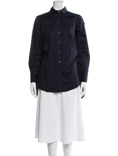 Pre-owned Co Long Sleeve Button-up Top In Blue