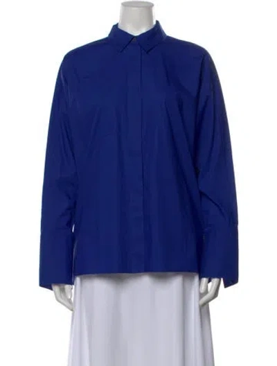 Pre-owned Co Long Sleeve Button-up Top In Blue