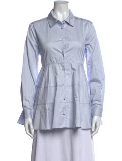 Pre-owned Co Long Sleeve Button-up Top In Blue