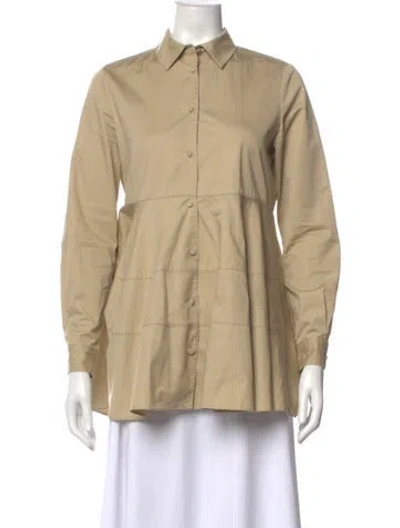 Pre-owned Co Long Sleeve Button-up Top In Brown