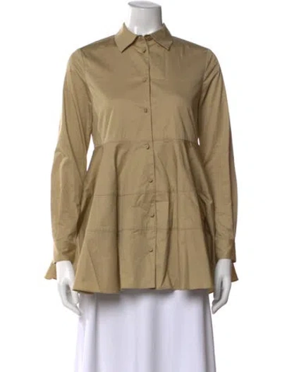 Pre-owned Co Long Sleeve Button-up Top In Brown