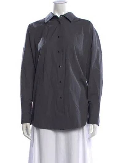 Pre-owned Co Long Sleeve Button-up Top In Gray