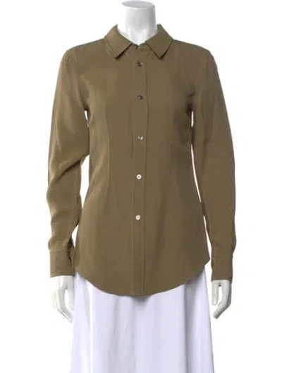 Pre-owned Co Long Sleeve Button-up Top In Green