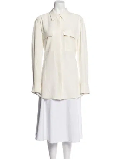 Pre-owned Co Long Sleeve Button-up Top In Neutral