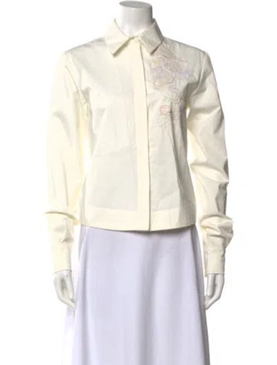 Pre-owned Co Long Sleeve Button-up Top In Neutral