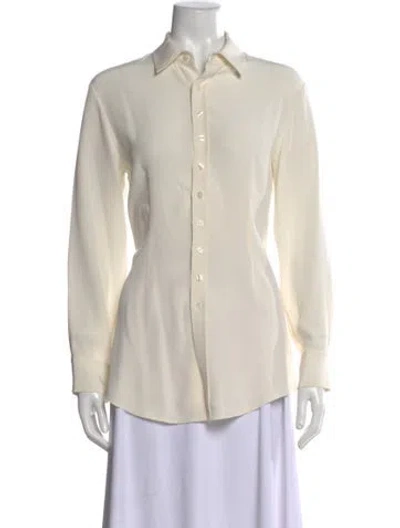 Pre-owned Co Long Sleeve Button-up Top In Neutral