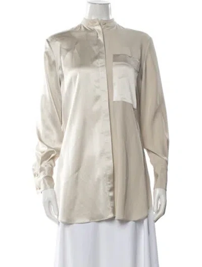 Pre-owned Co Long Sleeve Button-up Top In Neutral