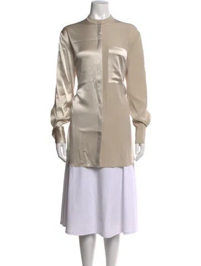 Pre-owned Co Long Sleeve Button-up Top In Neutrals