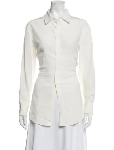 Pre-owned Co Long Sleeve Button-up Top In Neutrals