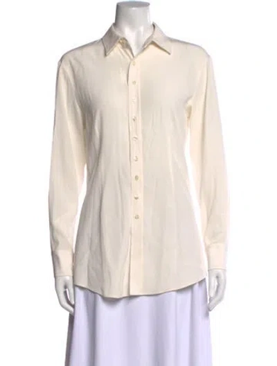 Pre-owned Co Long Sleeve Button-up Top In Neutrals