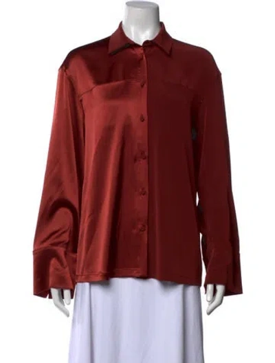 Pre-owned Co Long Sleeve Button-up Top In Orange
