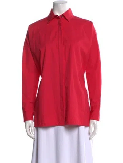 Pre-owned Co Long Sleeve Button-up Top In Red