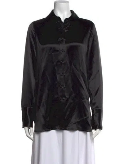 Pre-owned Co Long Sleeve Button-up Top W/ Tags In Black