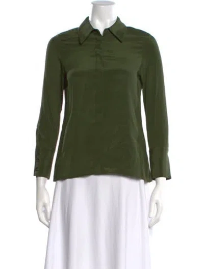 Pre-owned Co Long Sleeve Button-up Top W/ Tags In Green