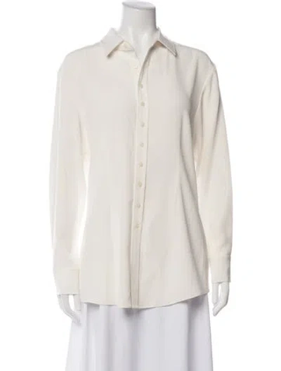 Pre-owned Co Long Sleeve Button-up Top W/ Tags In Neutrals