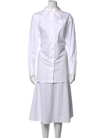 Pre-owned Co Long Sleeve Button-up Top W/ Tags In White