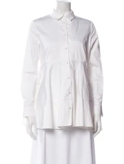 Pre-owned Co Long Sleeve Button-up Top In White
