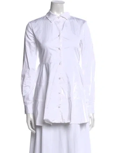 Pre-owned Co Long Sleeve Button-up Top In White