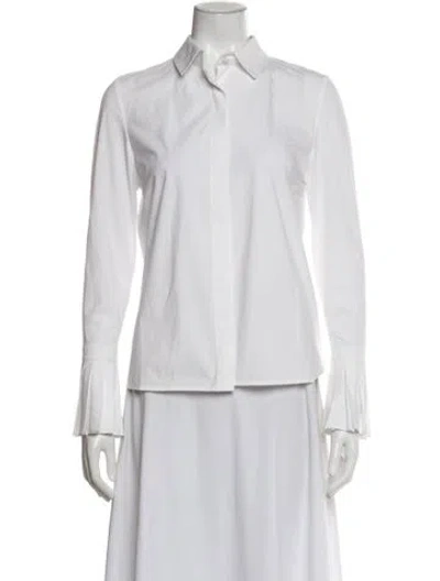 Pre-owned Co Long Sleeve Button-up Top In White