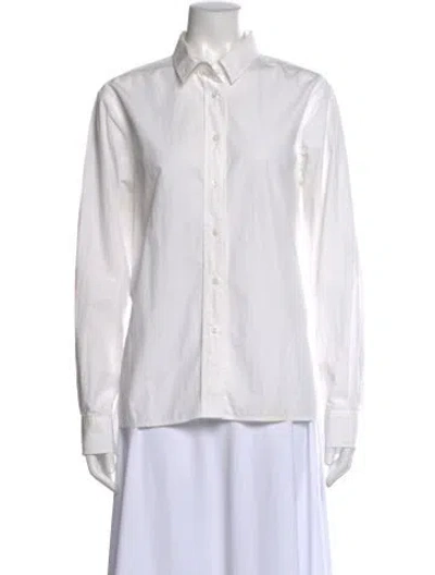 Pre-owned Co Long Sleeve Button-up Top In White